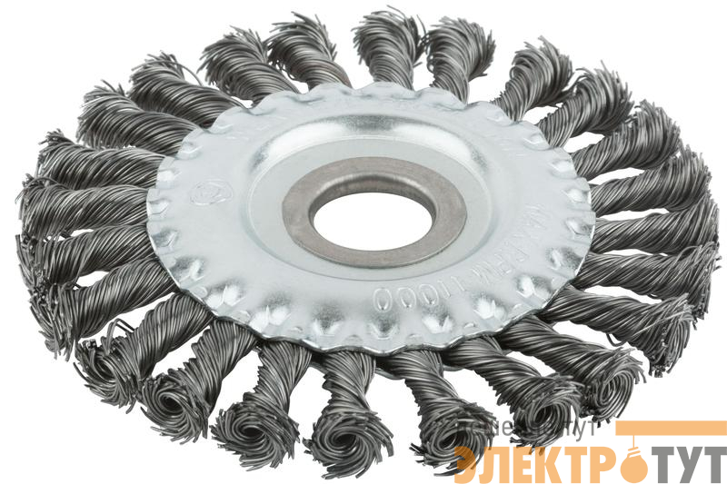 Корщетка тип "колесо" посадочный диаметр 22.2мм стальная витая проволока 125мм MOS 38930М