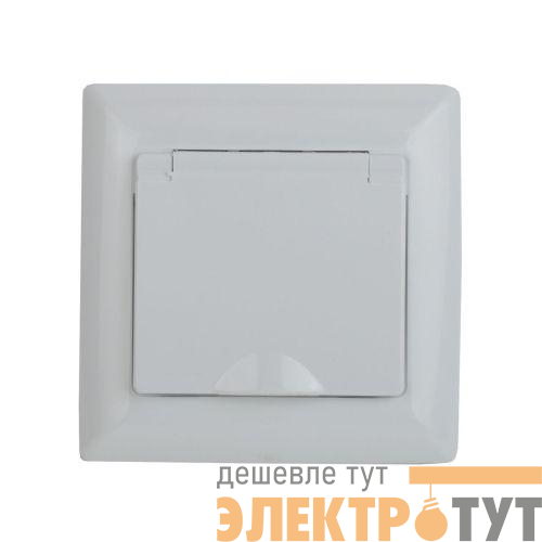 Розетка 1-м СП Solo 4-207-01 16А 250В IP20 2P+E Schuko с заземл. защ. шторки защ. крышка бел. Intro Б0053689