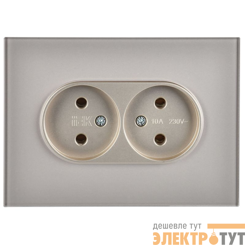Розетка 2-м SKANDY 10А без заземл. без защ. шторок для плоской вилки SK-R03Sh шампань IEK SK-R20-10-K37