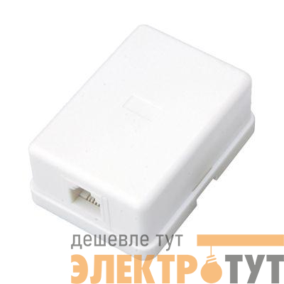 Розетка телефонная 1-м ОП RJ14 (6P4C) кат.3 бел. Rexant 03-0001