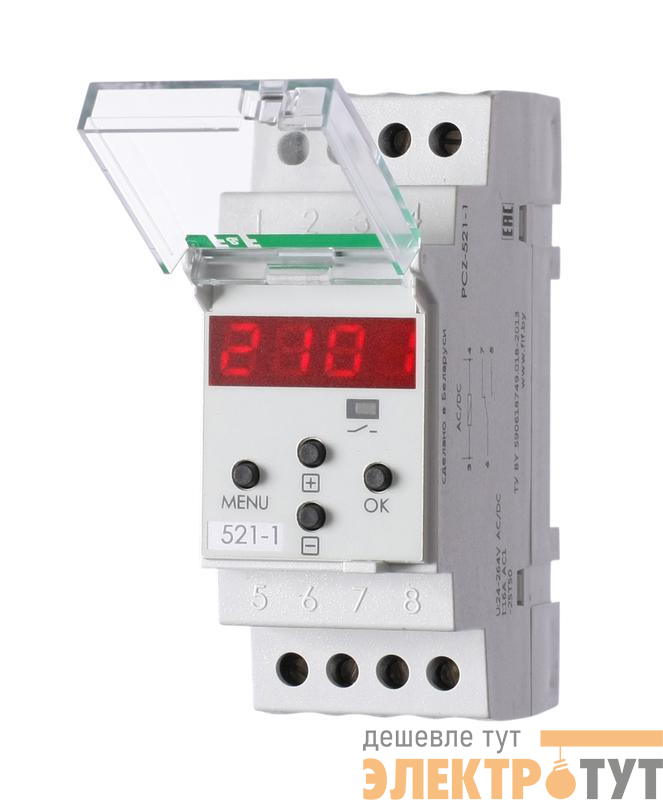 Реле времени PCZ-521-1 16А 24-264В AC/DC 1п IP20 1 канал-125 пар включ./выключ. суточн./недел. циклы монтаж на DIN-рейке (аналог ТЭ-15) F&F EA02.002.010