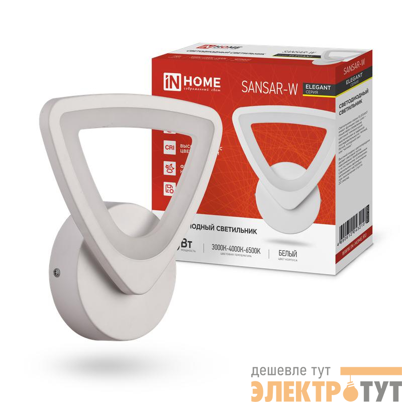 Светильник светодиодный ELEGANT SANSAR-W 15Вт 3000-6500К 1050лм 230В STEP COLOR бел. IN HOME 4690612043210