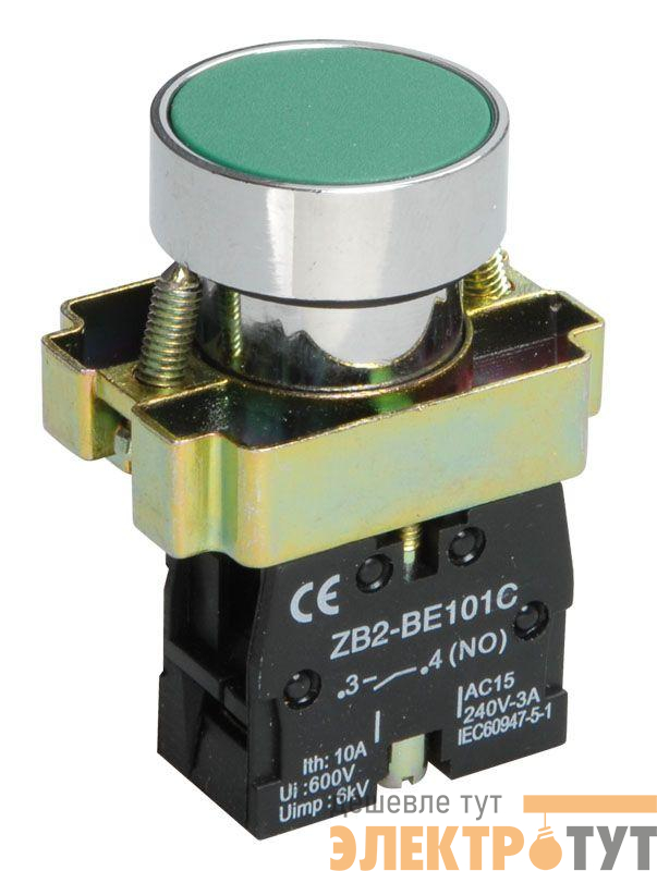 Кнопка LAY5-BA31 1НО без подсветки зел. IEK BBT60-BA-K06