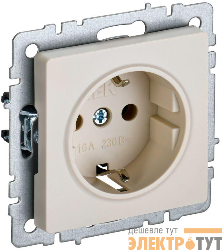 Розетка BRITE РС14-1-0-БрКр 16А с заземл. защ. шторки механизм беж. IEK BR-R14-16-K10