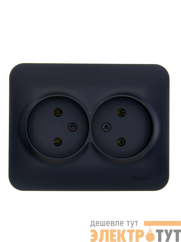 Розетка 2-м СП ASTI 16А IP20 без заземл. термопласт черн. бархат LEZARD 7081-4200-128B