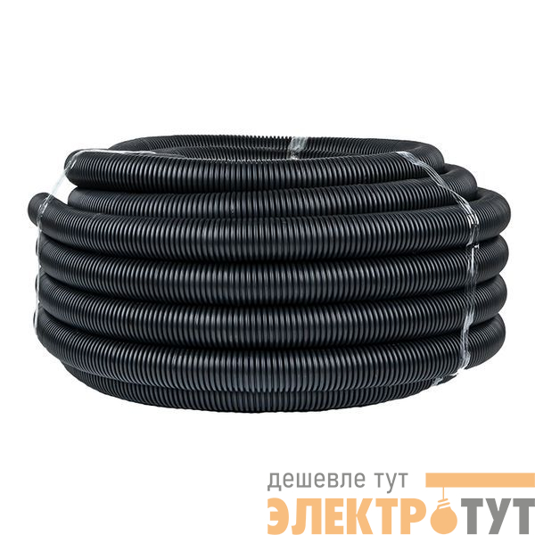 Труба гофрированная d40мм с протяжкой безгалоген. трудногорючая (FRHF) черн. (уп.25м) Plast EKF FRHF-40