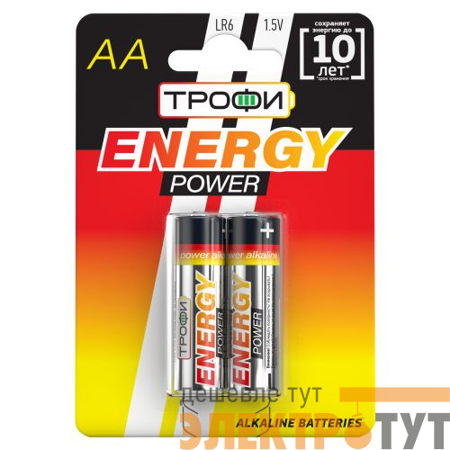 Элемент питания алкалиновый AA/LR6 LR6-2BL (блист.2шт) Трофи C0034926