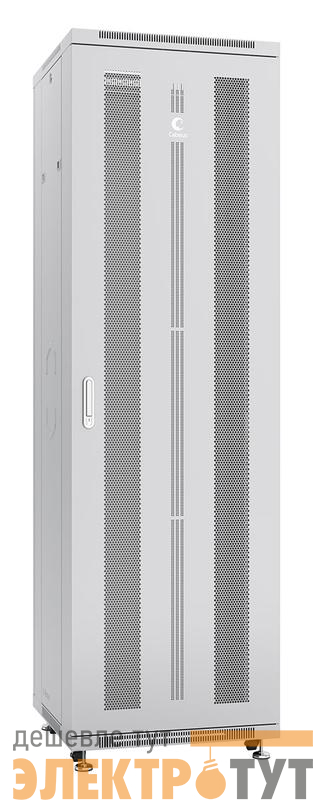 Шкаф монтажный телекоммуникационный напольн. ND-05C-42U60/60 19дюйм 42U 600х600х2055мм для распределит. и серверн. оборудования; передн. и задн. перфорир. двери ручка с замком RAL 7035 сер. Cabeus 7227c