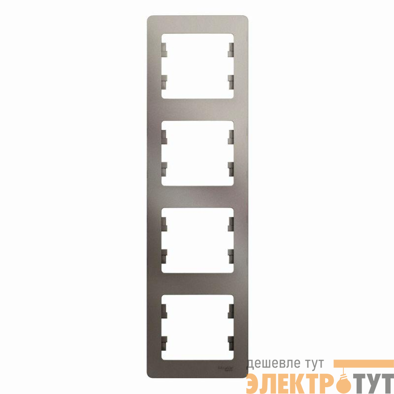 Рамка 4-м Glossa вертикал. платина SE GSL001208