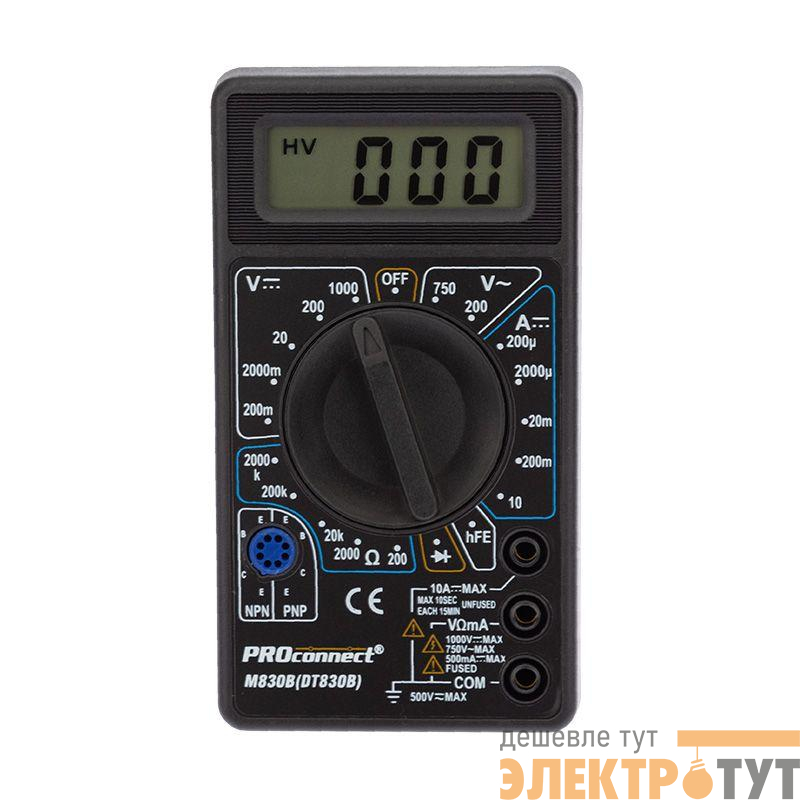 Мультиметр портативный M830B (DT830B) PROCONNECT 13-3011