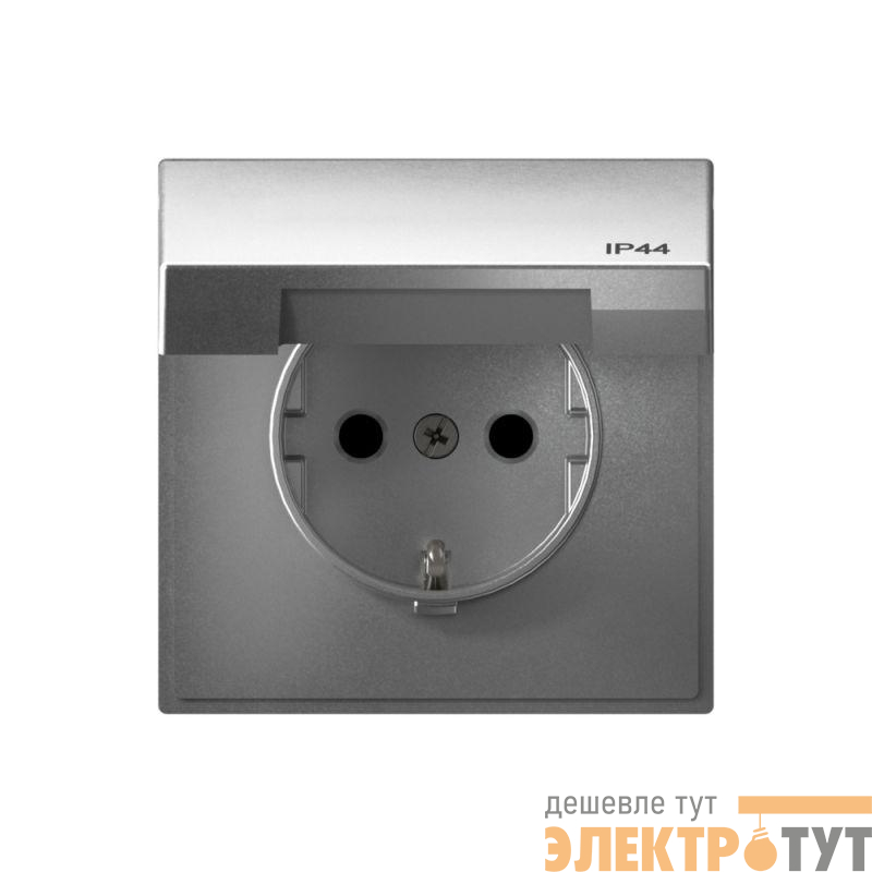 Розетка ArtGallery 16А IP44 с заземл. защ. шторки с крышкой механизм алюм. SE GAL440346
