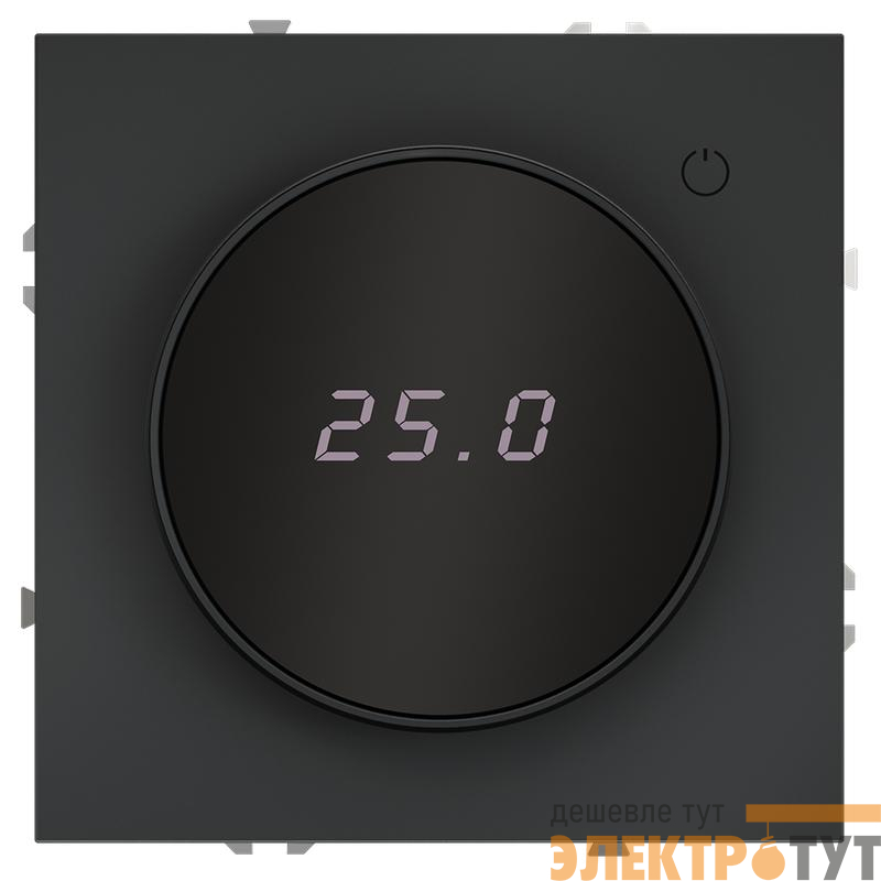 Терморегулятор электронный S70 с индикацией и датчиком для теплого пола механизм графит Voltum VLS070107