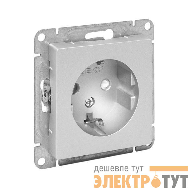 Розетка СП Эпика 16А с заземл. защ. шторки механизм алюм. EKF UP1-SOA-111