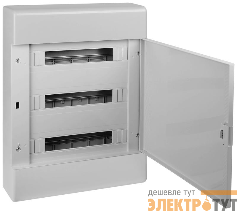 Щиток Тусо открытая проводка на 54 модуля 648х468х116мм (сер. с непрозр. дверцей) Ruvinil 68054С