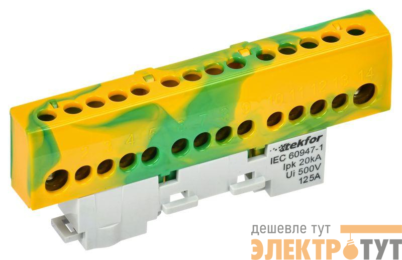 Шина PE "земля" изол. на универс. держ. 8х12-12-ЖЗ TEKFOR IEK TF-NN20-12-KL-K52