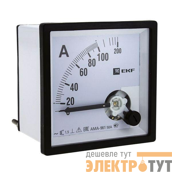 Амперметр аналоговый AM-A961 на панель 96х96 квадрат. вырез 300А трансф. подкл. EKF am-a961-300/ama-961-300