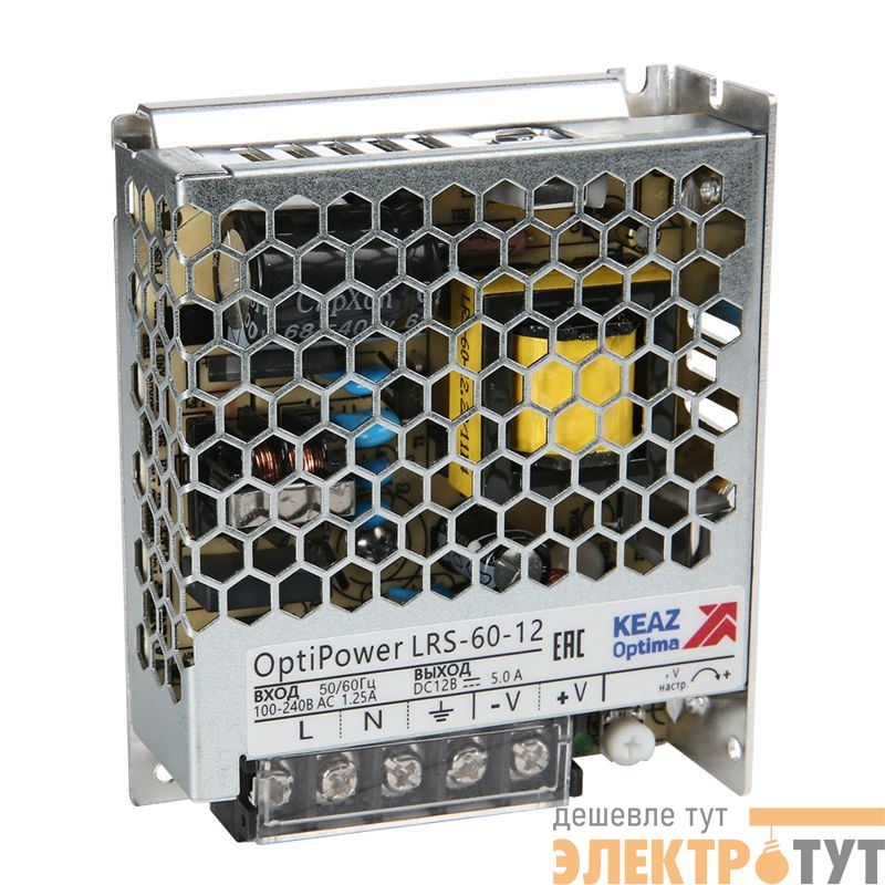 Блок питания панельный OptiPower LRS 60-12 5A КЭАЗ 328873