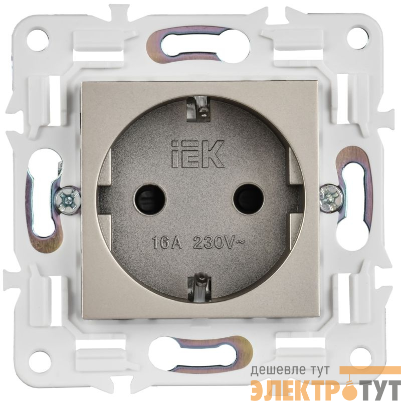 Розетка SKANDY 16А с заземл. защ. шторки безвинт. крепл. SK-R06Sh шампань IEK SK-R14-16-1-K37