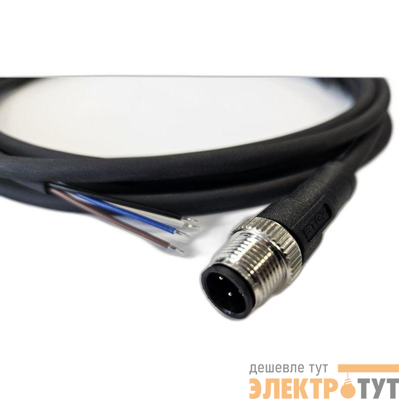 Кабель M12 4A штыревой 3000мм прямой полиуретан свободный конец СЦМ120025-04A-2-03000 черн. СТЭЗ 185210405