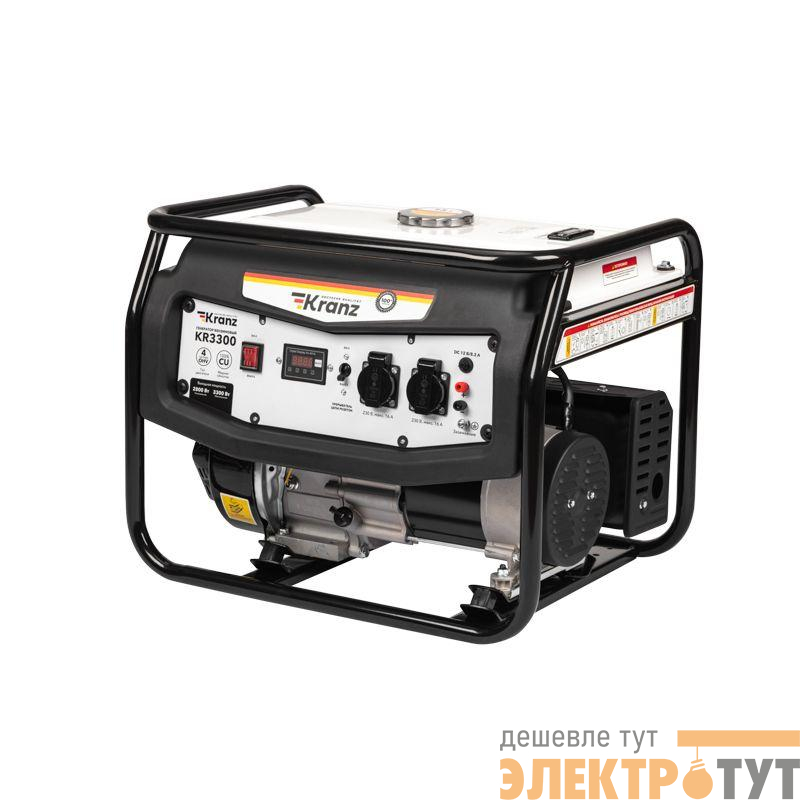 Генератор бензиновый KR3300 3.3кВт 230В 15л ручной стартер KRANZ KR-16-1133