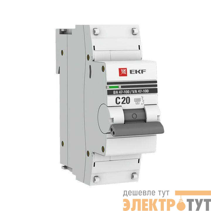 Выключатель автоматический 1п C 20А 10кА ВА 47-100 PROxima EKF mcb47100-1-20C-pro