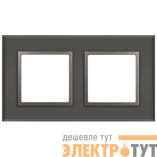 Рамка 2-м Elegance 14-5102-16 для розеток и выключателей стекло титан Эра Б0065835
