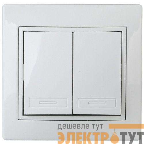 Переключатель 2-кл. СП Plano 1-107-01 10А 250В IP20 бел. Intro Б0053802