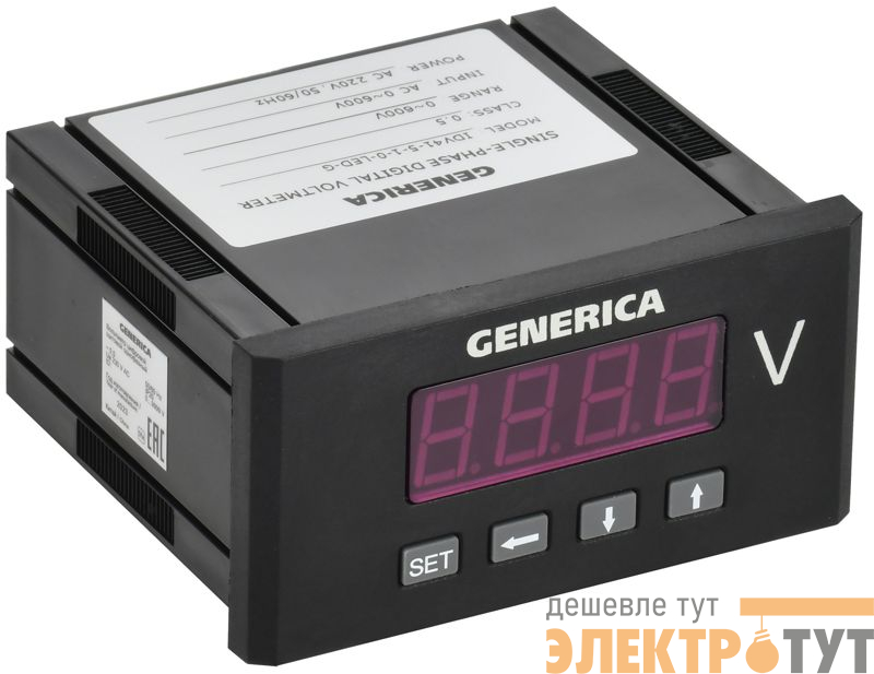 Вольтметр цифровой щитовой 1ф 48х96 LED GENERICA IDV41-5-1-0-LED-G