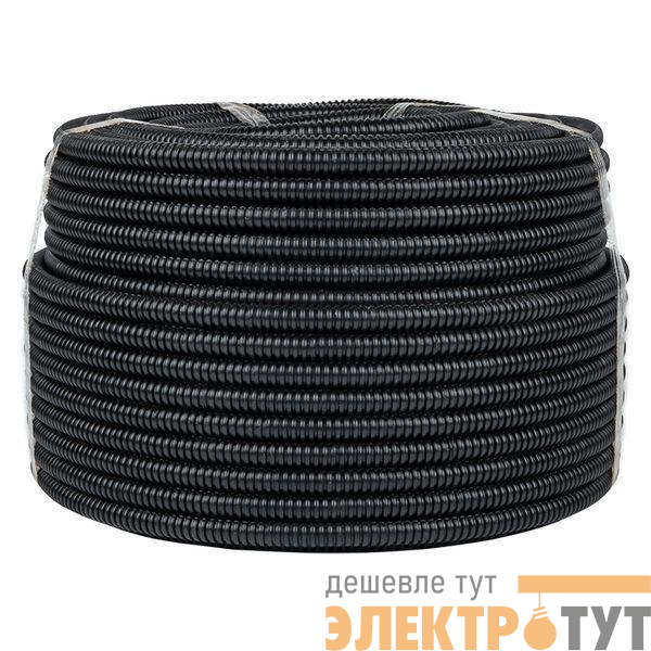 Труба гофрированная ПНД гибкая тяжелая d16мм с протяжкой черн. (уп.100м) PROxima EKF tpnd-16-t