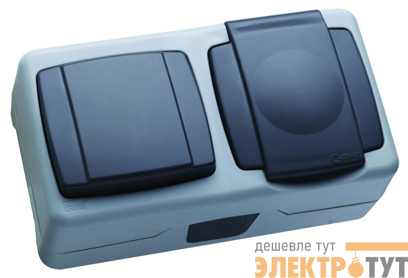 Выключатель 1-кл. + розетка IP44 с крышкой Makel 37064202
