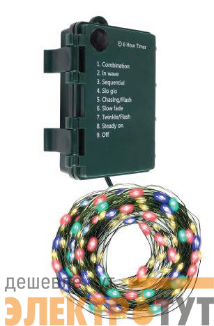 Гирлянда "Роса" DC-G06-120M 120 RGB microLED 12.1м. 8реж. 3хAA ФАZА 5059610