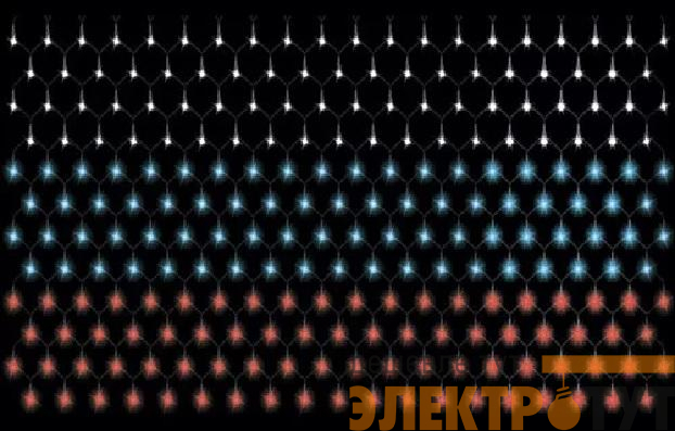 Гирлянда "Сетка Российский триколор" NTLD240-RT 240 красн./син./бел. светодиодов 1.5х0.9м с контроллером для помещений SHLights 4690601032614