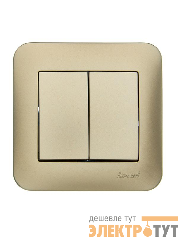 Выключатель 2-кл. 1п СП ASTI 10А IP20 в сборе золото. LEZARD 7081-3636-101