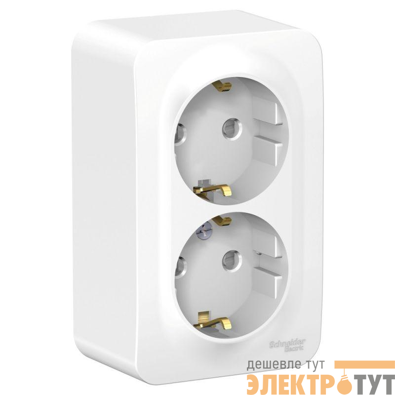 Розетка 2-м ОП Blanca 16А IP20 250В с заземл. защ. шторки с металлич. пластиной бел. SE BLNRA011221