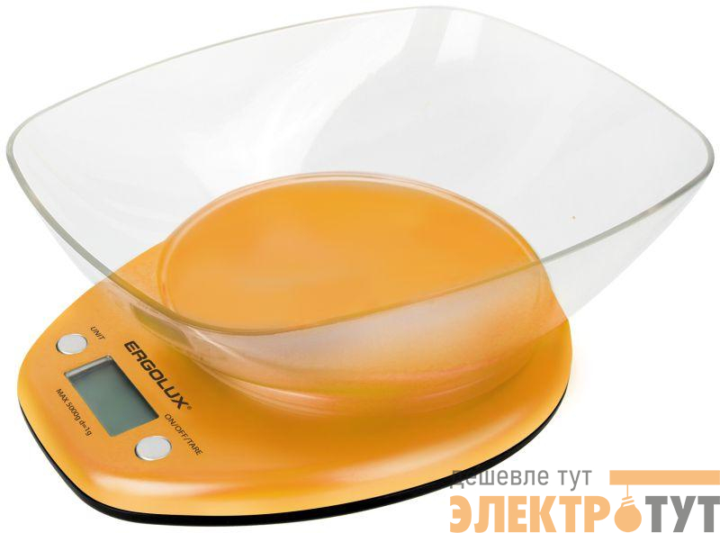 Весы кухонные ELX-SK04-C11 до 5кг со съемной чашей оранж. Ergolux 13606