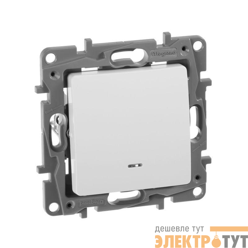Выключатель 1-кл. СП Etika 10А IP20 250В 10AX с подсветкой/индикацией безвинтов. зажимы механизм бел. IEK 672203
