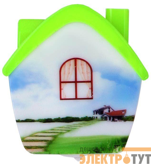 Светильник светодиодный NL-173 "Домик" 220В ночник с выкл. зел. Camelion 12529