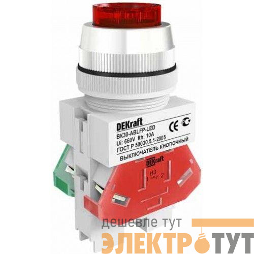 Выключатель кнопочный LED ABLFP ВК-22 d22мм 24В AC/DC зел. DEKraft 25069DEK