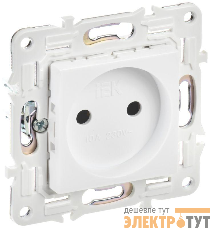 Розетка SKANDY 10А без заземл. без защ. шторок SK-R02W арктич. бел. IEK SK-R10-10-K01