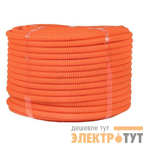 Труба гофрированная ПНД гибкая тяжелая d16мм с протяжкой оранж. (уп.100м) PROxima EKF tpnd-16-to