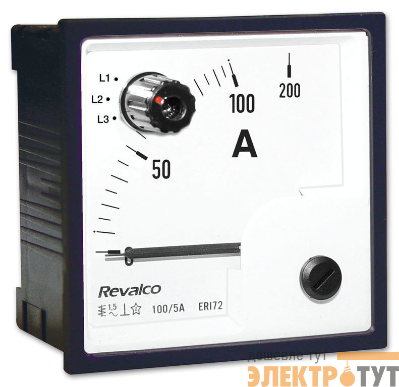 Амперметр ERI 72 5A 1 0-5AC class1.5 72х72мм 0-300 Revalco (без шкалы)