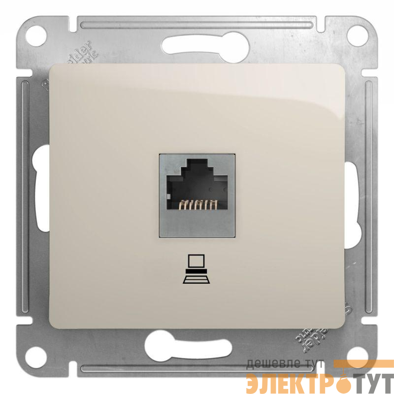 Розетка компьютерная 1-м Glossa RJ45 кат.5E механизм молочн. SE GSL000981K
