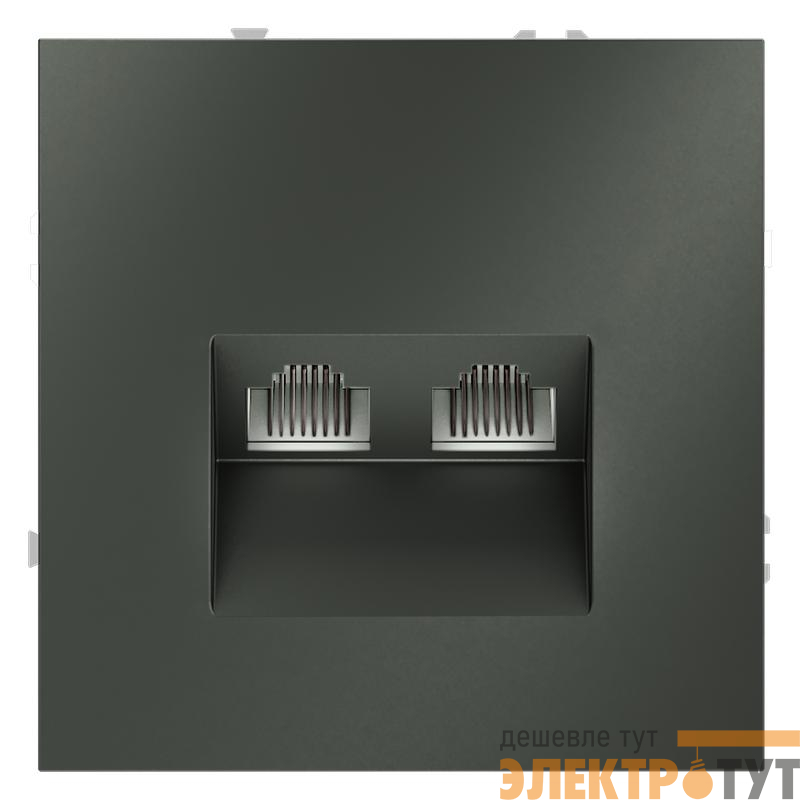 Розетка компьютерная 2-м СП S70 RJ45 + RJ45 кат.6 механизм титан Voltum VLS060206