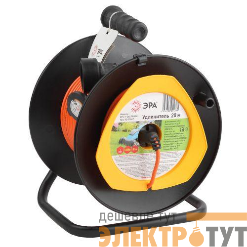 Удлинитель на пластик. катушке 1х20м без заземл. 6А IP44 RPx-1-2х0.75-20m ПВС 2х0.75 Эра Б0043042