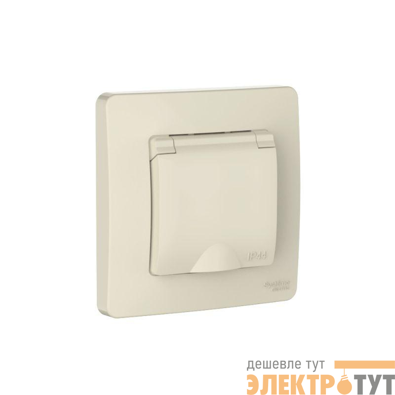 Розетка 1-м СП Blanca 16А IP44 250В с заземл. защ. шторки с крышкой молочн. SE BLNRS441112