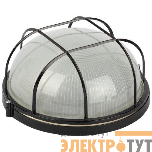 Светильник НБП 03-100-002 1х100Вт E27 IP54 акватермо алюм./стекло D240 круг черн. с решеткой Эра Б0063876