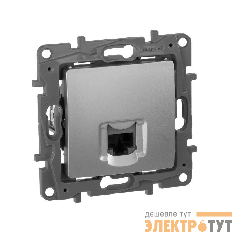Розетка компьютерная 1-м СП Etika RJ45 кат.5E UTP механизм алюм. IEK 672441