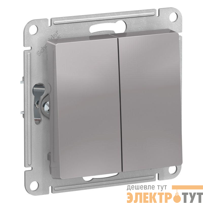 Выключатель 2-кл. СП AtlasDesign 10А IP20 (сх. 5) 10AX механизм алюм. SE ATN000351