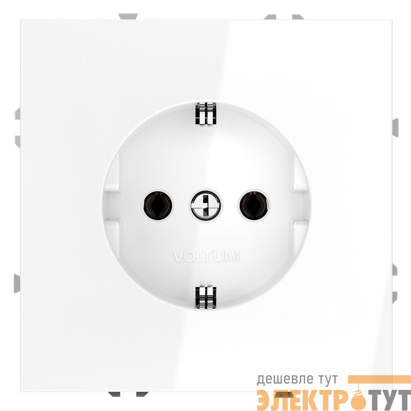 Розетка 1-м СП S70 16А с заземл. механизм бел. глянцевый Voltum VLS040101