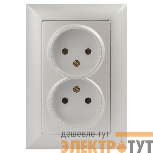 Розетка 2-м СП Solo 4-204-06 2х2P 16А 250В IP20 без заземл. перламутр Intro Б0053671